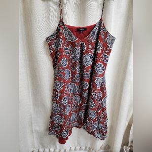 Madewell Red and Navy Floral Dress Size Large